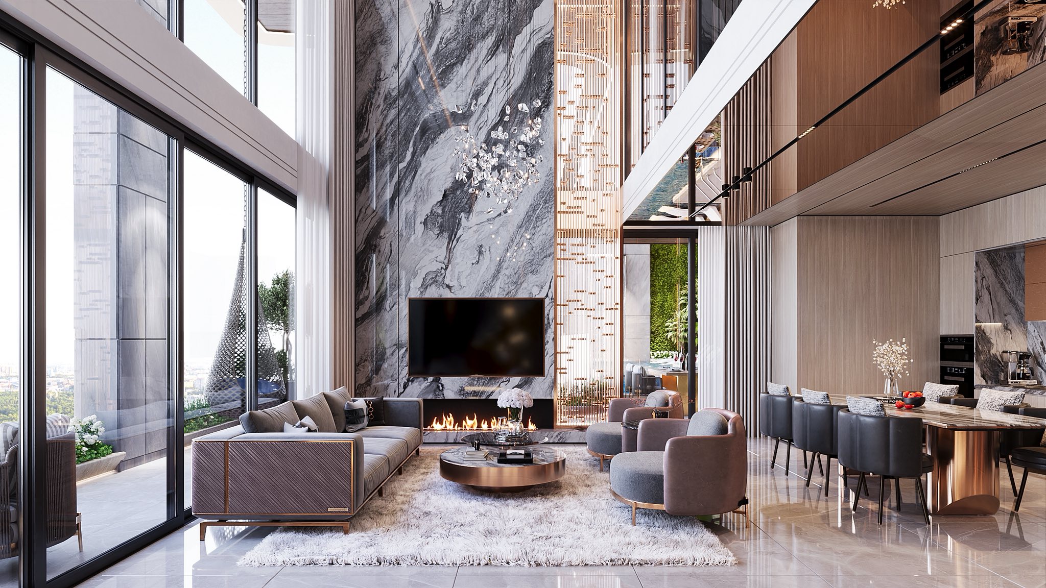 Phoi canh noi that hien dai noble crystal tay ho