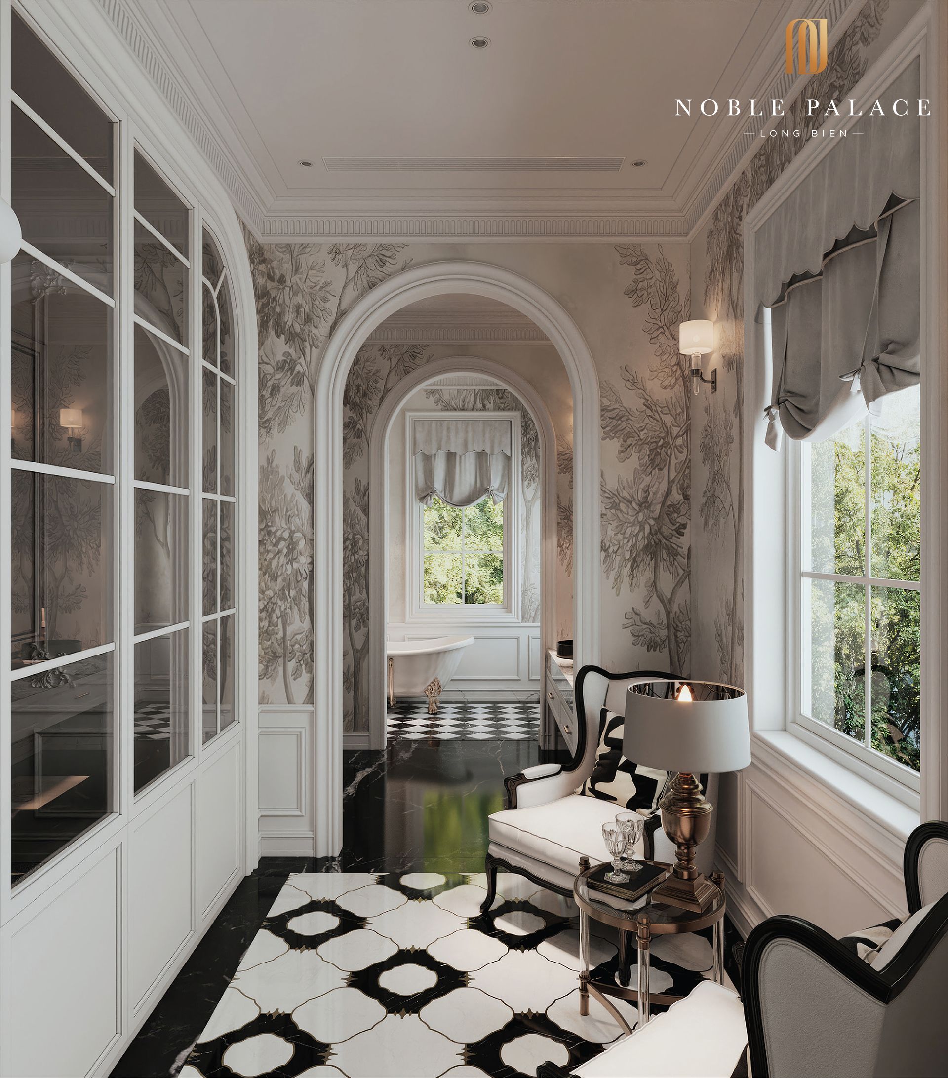 Phoi canh noi that tai noble palace long bien